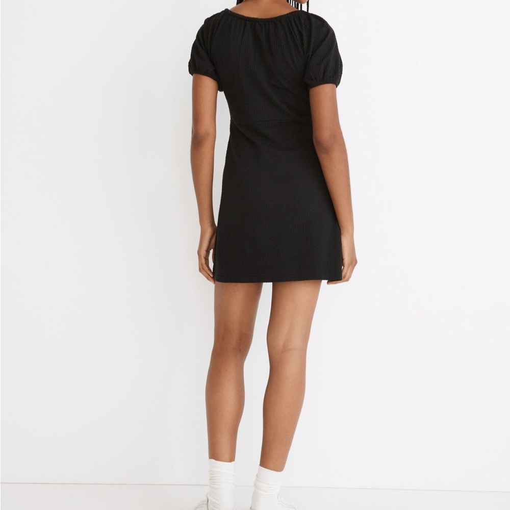 Madewell Seersucker Knit Puff-Sleeve Mini Dress Size M - Picture 3 of 5